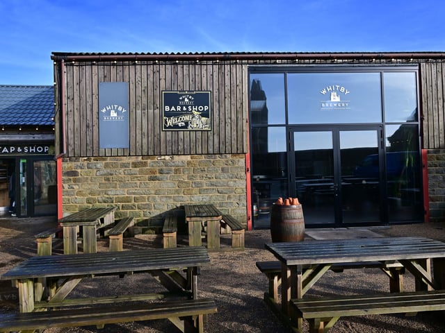 External photo of Whitby Brewery and its outdoor seating area.