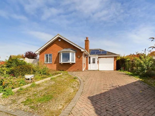 This two bedroom detached bungalow is for sale with Hunters for £280,000.
