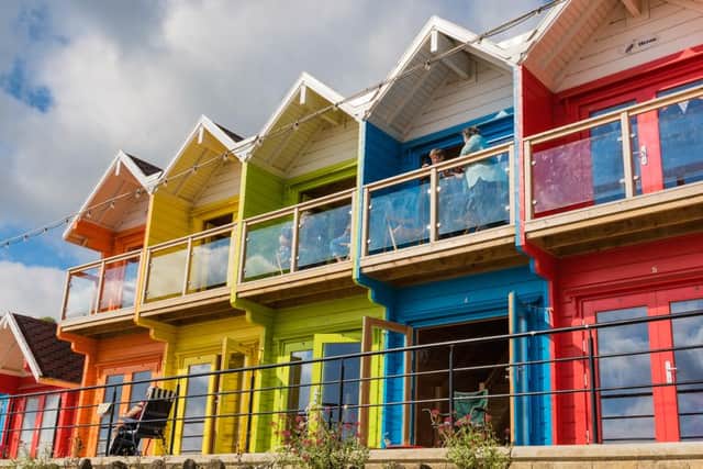 Beach huts in Scarborough's north bay