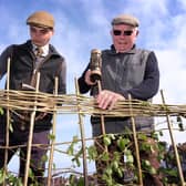 Chris Ford and Lol Hodgson working on the traditional Penny Hedge building in Whitby.picture: Richard Ponter