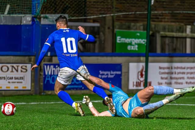 Whitby Town suffered a 2-0 home loss against Gainsborough Trinity on Tuesday night. Photos by Brian Murfield