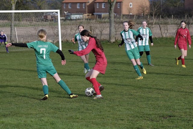 Scarborough Ladies Under-14s (red kit) push on