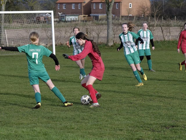 Scarborough Ladies Under-14s (red kit) push on