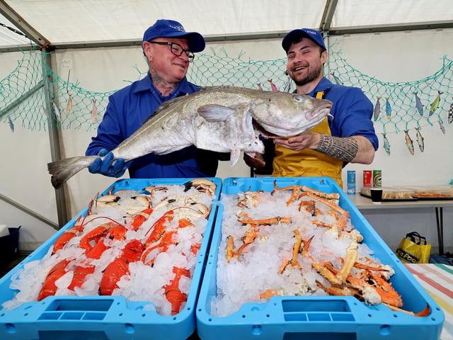 Danny White and Ryan Vasey with fish on show. photo: Richard Ponter