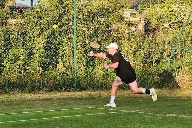 Jack Boddy in action for Scalby Tennis Club Men’s A v Market Weighton A.