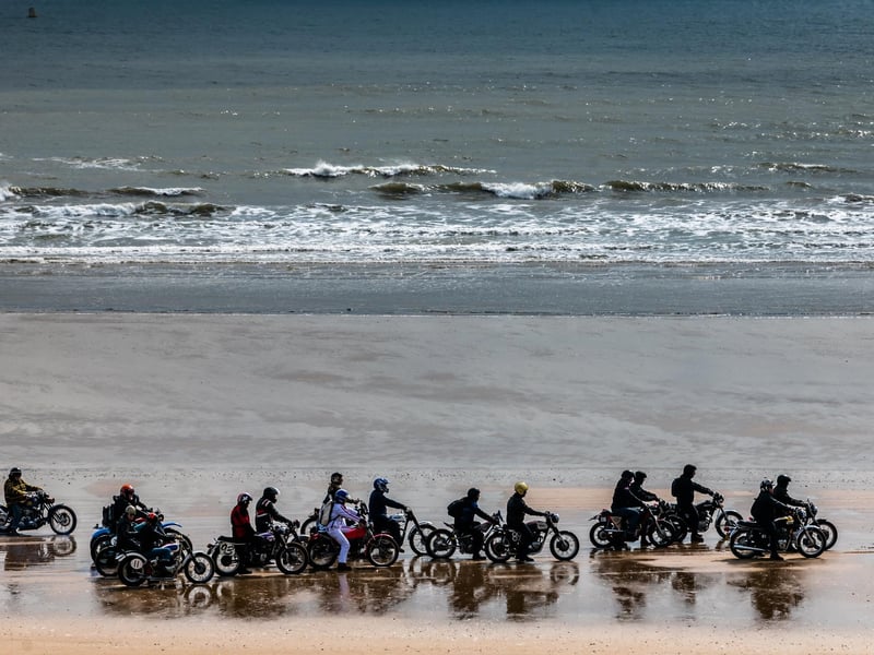 This years The Race the Waves Vintage Beach Race festival held on Bridlingon's south beach with over one hundred competitors taking part in the event from the early years of coastal motor racing to post-war American hot-rodders and drag racing culture. Picture By Yorkshire Post Photographer,  James Hardisty. Date: 22nd April 2023.