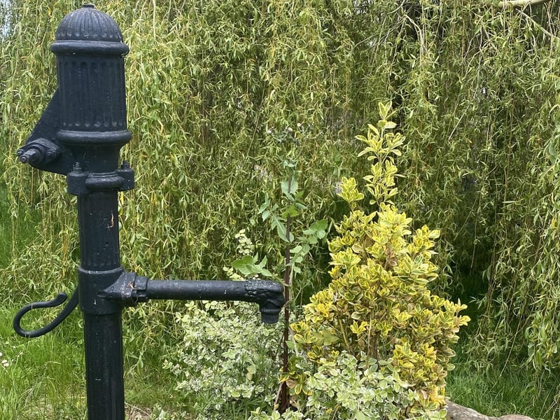 Water pump at pretty Folkton, by Barbara Bussey.