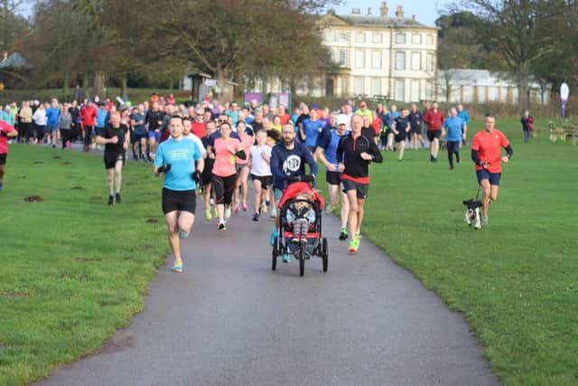 The runners race away from the start of Saturday's Sewerby Parkrun