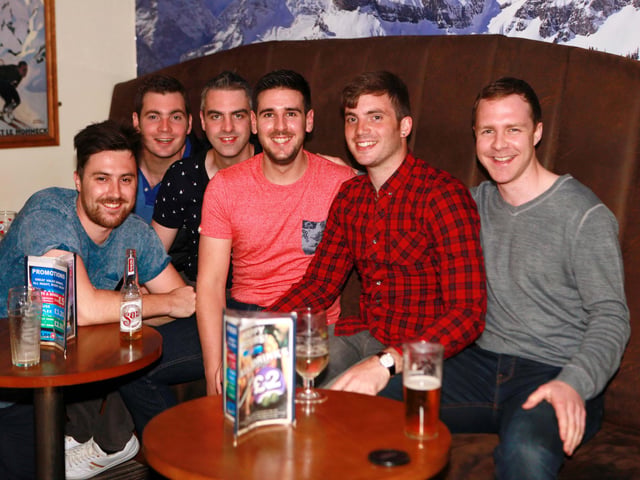 James, Gav, Nick, Martin, Liam and Tom enjoying a night out trying to calm Tom's nerves before his big wedding day