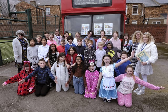 World Book Day at Gladstone Road School ... ready to board the Narnia bus  
picture: Richard Ponter