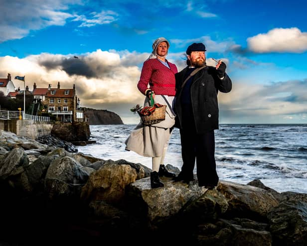 Lisa and Gav Eagleton-Muir, of Gateshead, taking part in Robin Hood's Bay Victorian Weekend. 
picture: James Hardisty