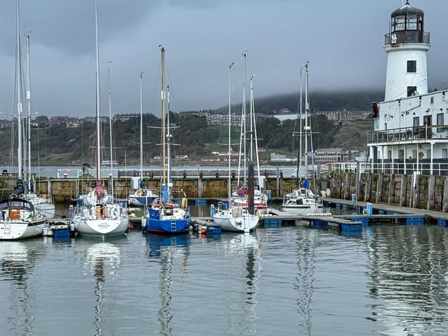 Reflections at Scarborough Harbour, by Peter Hunt.