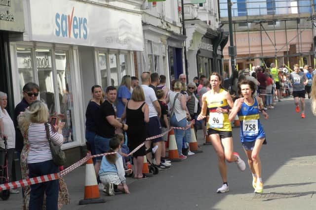 Scarborough AC's Anna Giddings finishing the Beverley 10K.