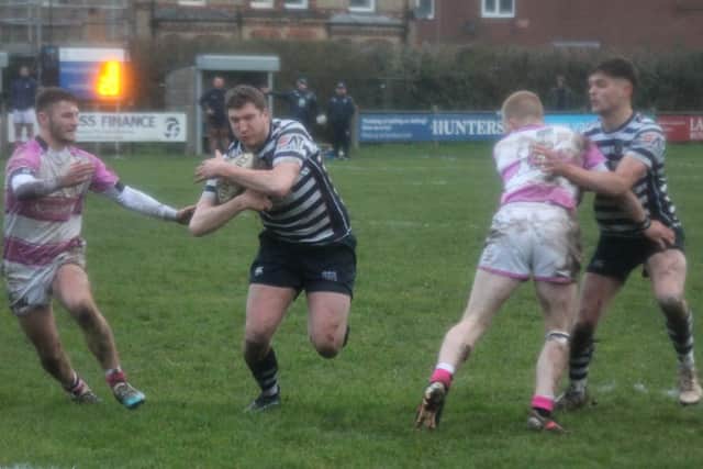 Christian Pollock goes over for Pocklington's second half try in the home loss against Bradford Salem. Photo by Phil Gilbank