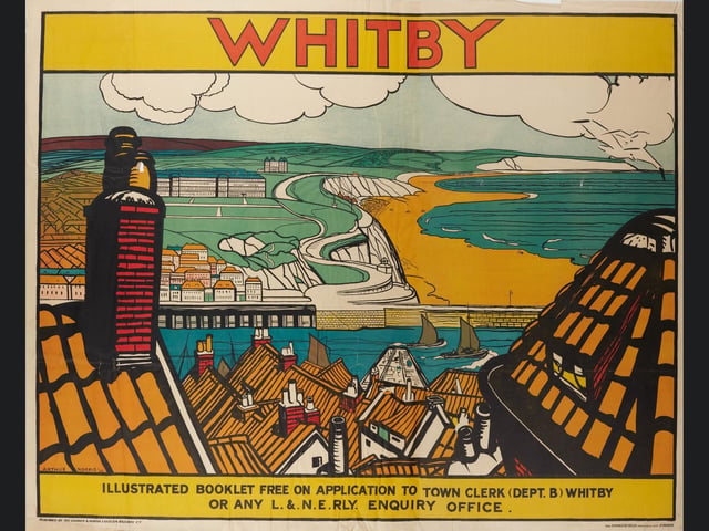 An L&NER poster promoting travelling to Whitby by train.