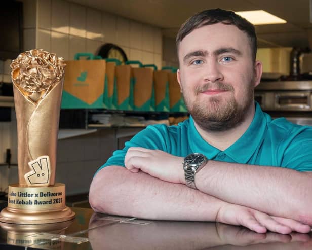 Bullseye: Darts star Luke Littler joins Deliveroo in search for the nation’s bext kebab.