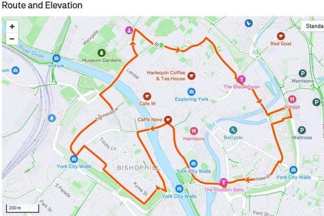 The 5k York route that Ewan MacRae ran.