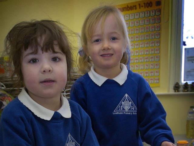 2010. Lealholm school New Starters. Amie Broadley Featherstone (4) and Isobel Wood Glover (5)