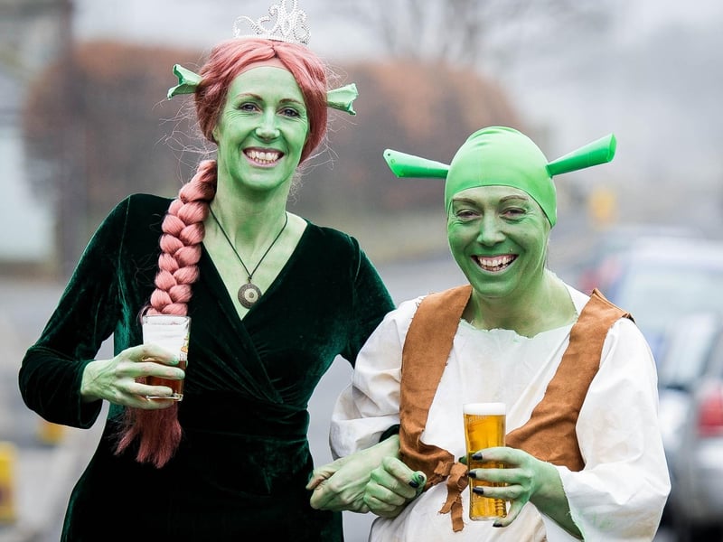 Having their drinks at The Nags Head; Joanne Rowe and Liz Forbes-Browne from Scarborough