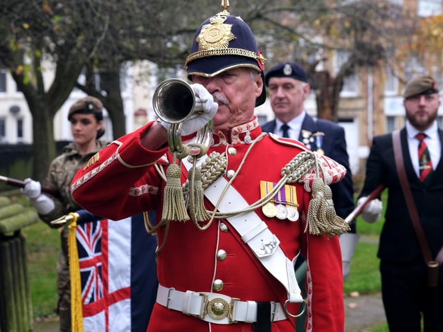 Buglers from the Yorkshire Volunteers Band played the Last Post and Reveille