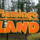 Flamingo Land sign.
