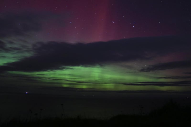 The aurora seen from Scalby Beck, photo by Sam Sherwood Travel and Portrait Photography.
