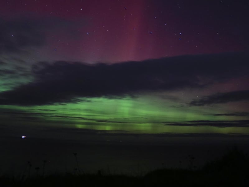 The aurora seen from Scalby Beck, photo by Sam Sherwood Travel and Portrait Photography.