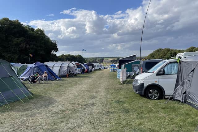 A view down to the stage from one of the campsites