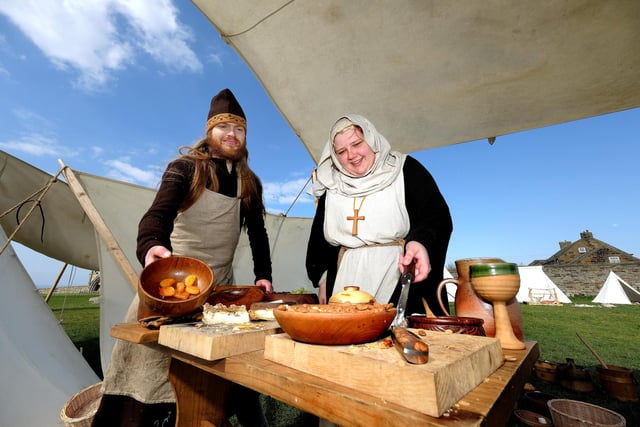 The Normans visited Whitby Abbey and served food.