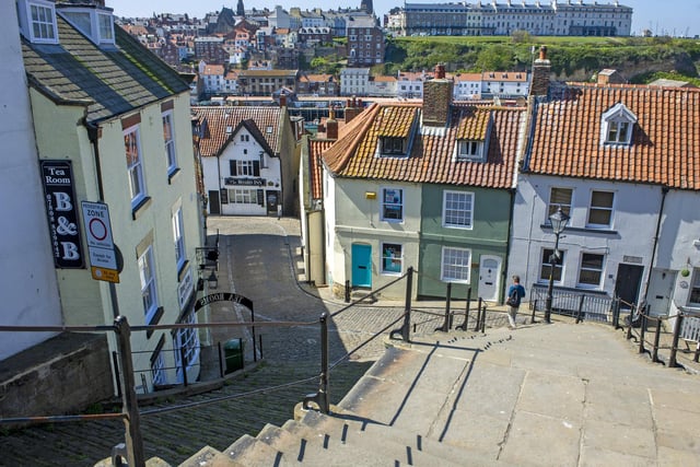 Whitby's iconic 199 steps deserted of people, in unprecedented times.Picture: Tony Johnson