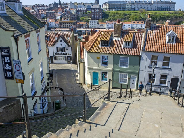 Whitby's iconic 199 steps deserted of people, in unprecedented times.Picture: Tony Johnson