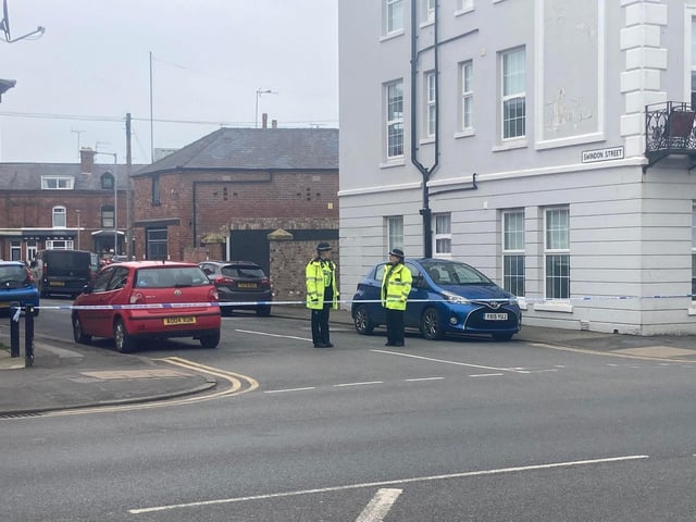 A police cordon in place on Swindon Street.