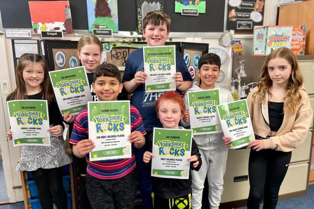 Hawsker School Yorkshire Rocks Times Tables winners.