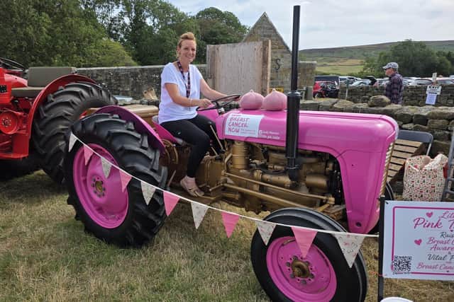 Jody Marton on her pink Massey Ferguson FE35