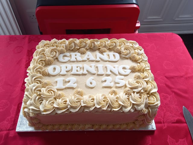 The celebratory cake for the reopening of Robin Hood's Bay Museum.