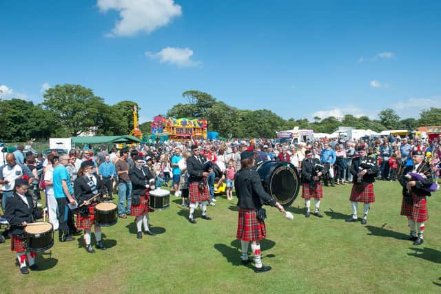 Children of the Mist Pipes and Drums at Sewerby Gala in 2013.