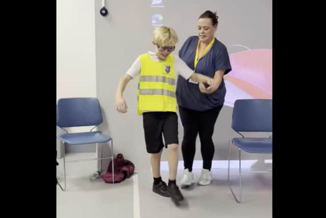 The Year 6 pupils did their best to walk in a straight line