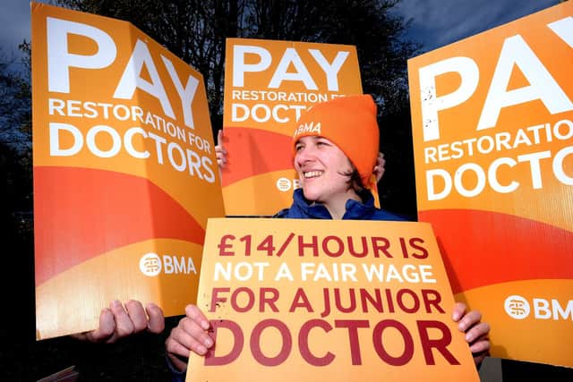 Junior doctors in Scarborough go on strike over pay and conditions.
