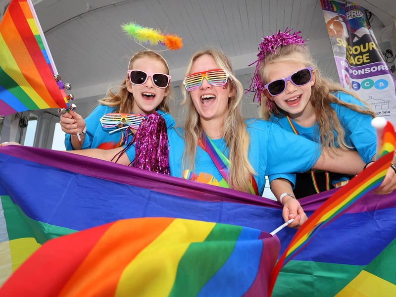 Pride Festival at Scarborough Spa, Kristen, Lucy and Olivia having a great time.