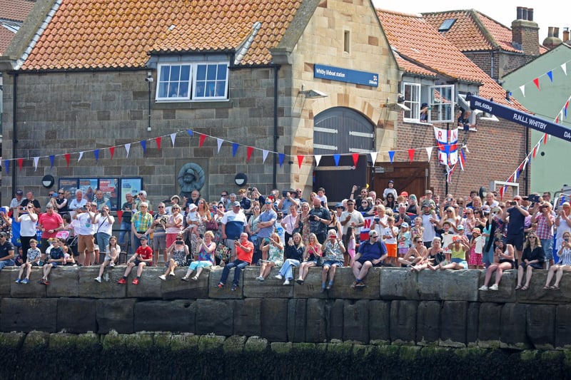 A crowd gathered near Whitby lifeboat station to see the arrival of Lois Ivan.
picture: Ceri Oakes / RNLI.