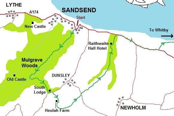 A map of the Mulgrave to Whitby walk