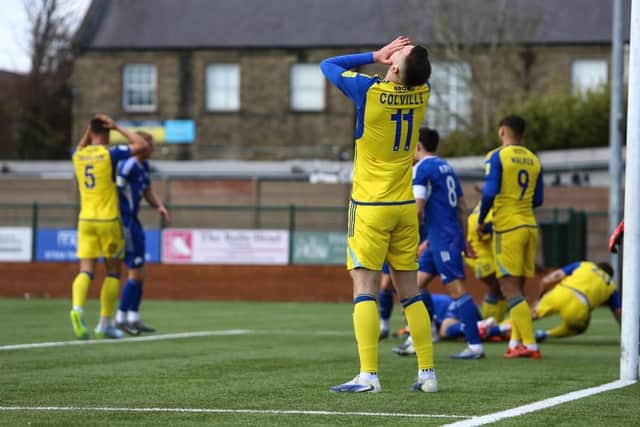 Luca Colville shows his disappointment during the loss at Buxton. Photo by Zach Forster