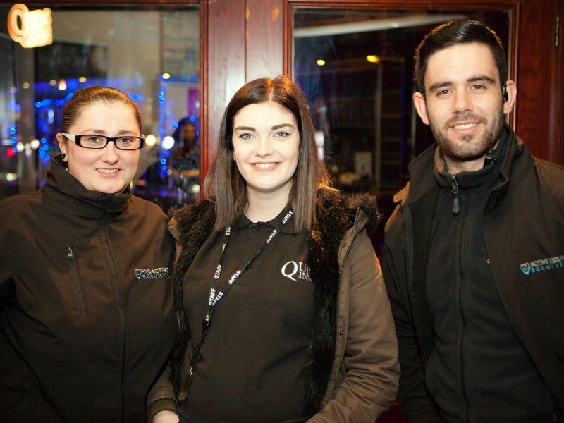 Lauren, Coleen & Ste on the doors at Quids Inn
