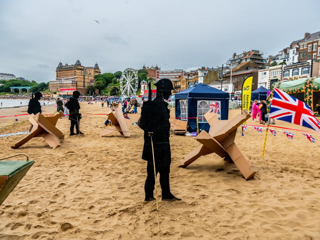 Cardboard cut-outs representing the D-Day Landing made by over 150 community volunteers for Animated Objects Theatre Company