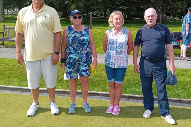 From left, Summersgill Pairs winners Sue Holdsworth & Chris Dobson, with runners-up Jackie Turner and Ian Hadden