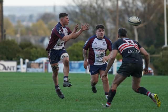 Ted Barker in action for Scarborough RUFC at Old Brodleians. Photo by Charlie Hopper