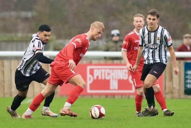 Bridlington Town were edged out 3-2 at rivals Ashington after Sam Leverett missed a late penalty. PHOTOS BY TCF PHOTOGRAPHY