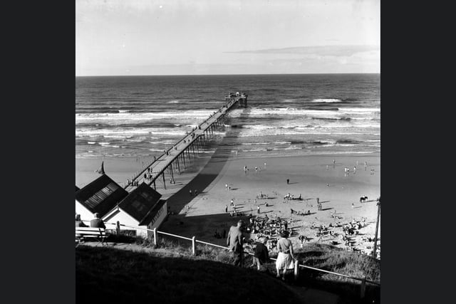 Saltburn Pier in the 1950s or 1960s.