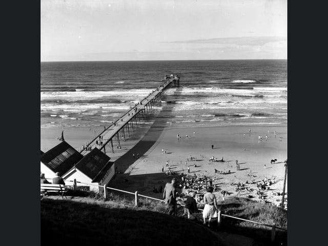 Saltburn Pier in the 1950s or 1960s.