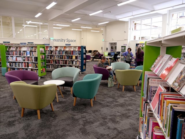 There are lots of books to borrow as well as areas to read them in, community areas, working areas and the chidlren's room.